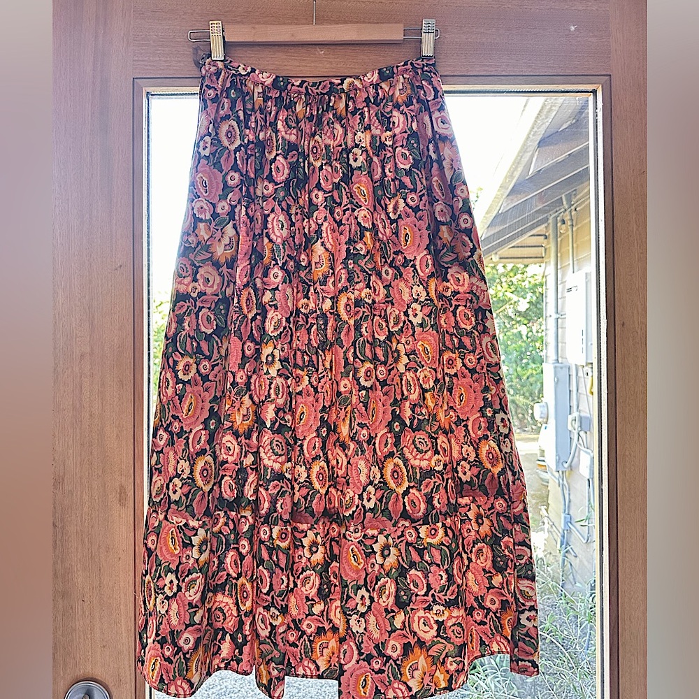 Vintage Yves Saint Laurent Rive Gauche Gloral Print Skirt with Pockets